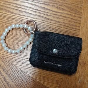 Nanette Lepore Black Key Holder with Pearl Chain Size:OS  Nanette Lepore